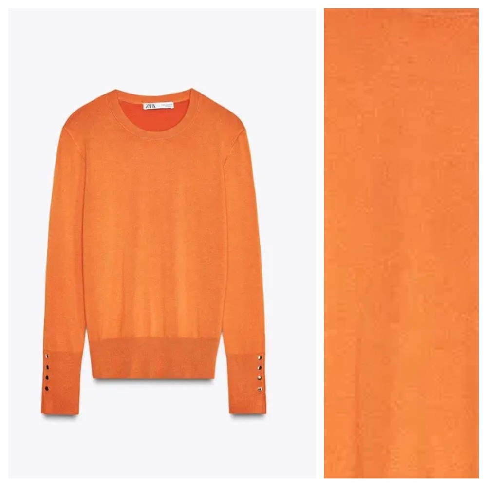 NWT. Zara Burnt Orange Basic Solid-Colored Sweate… - image 2